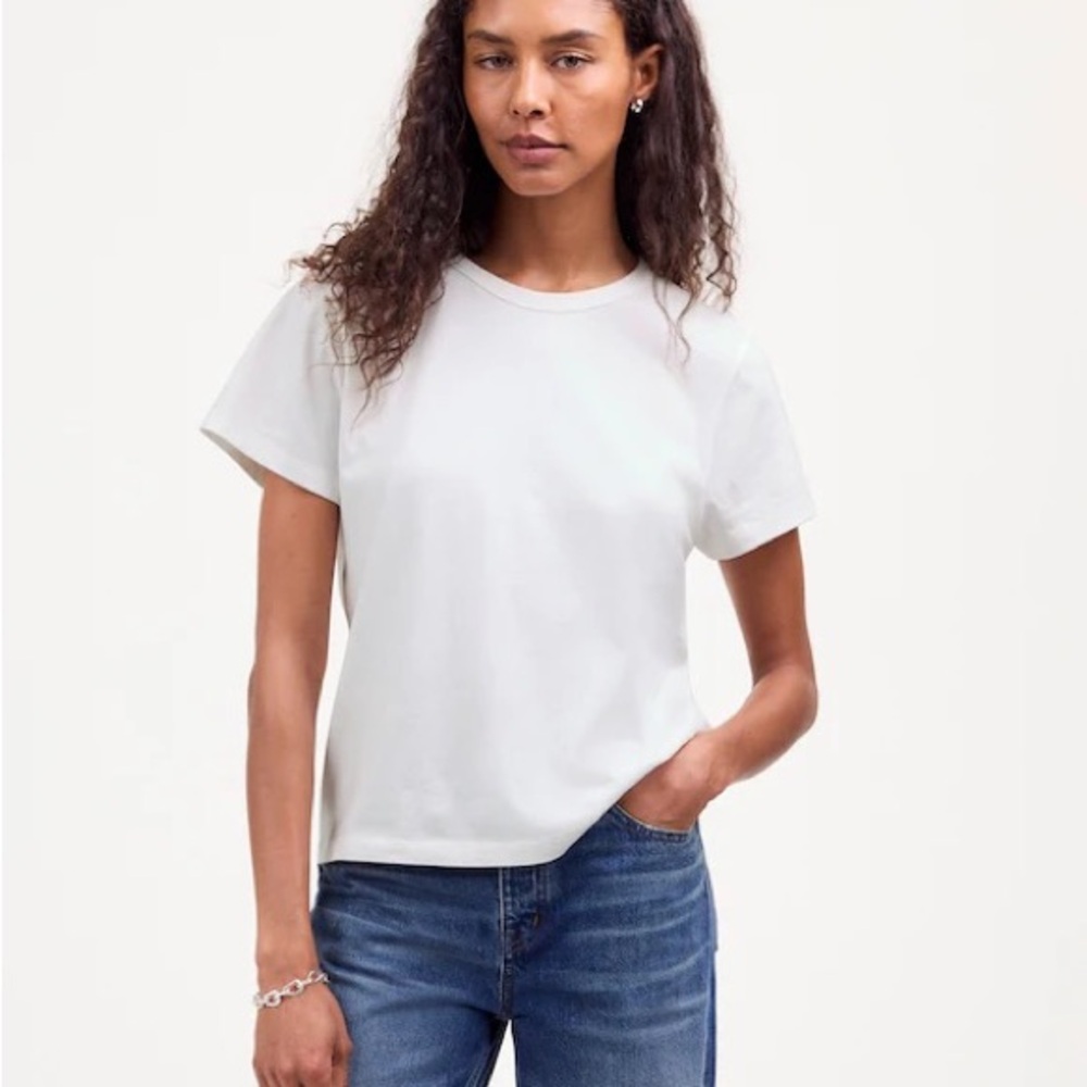 Madewell The Perfect Crewneck Tee in Cotton in White XS